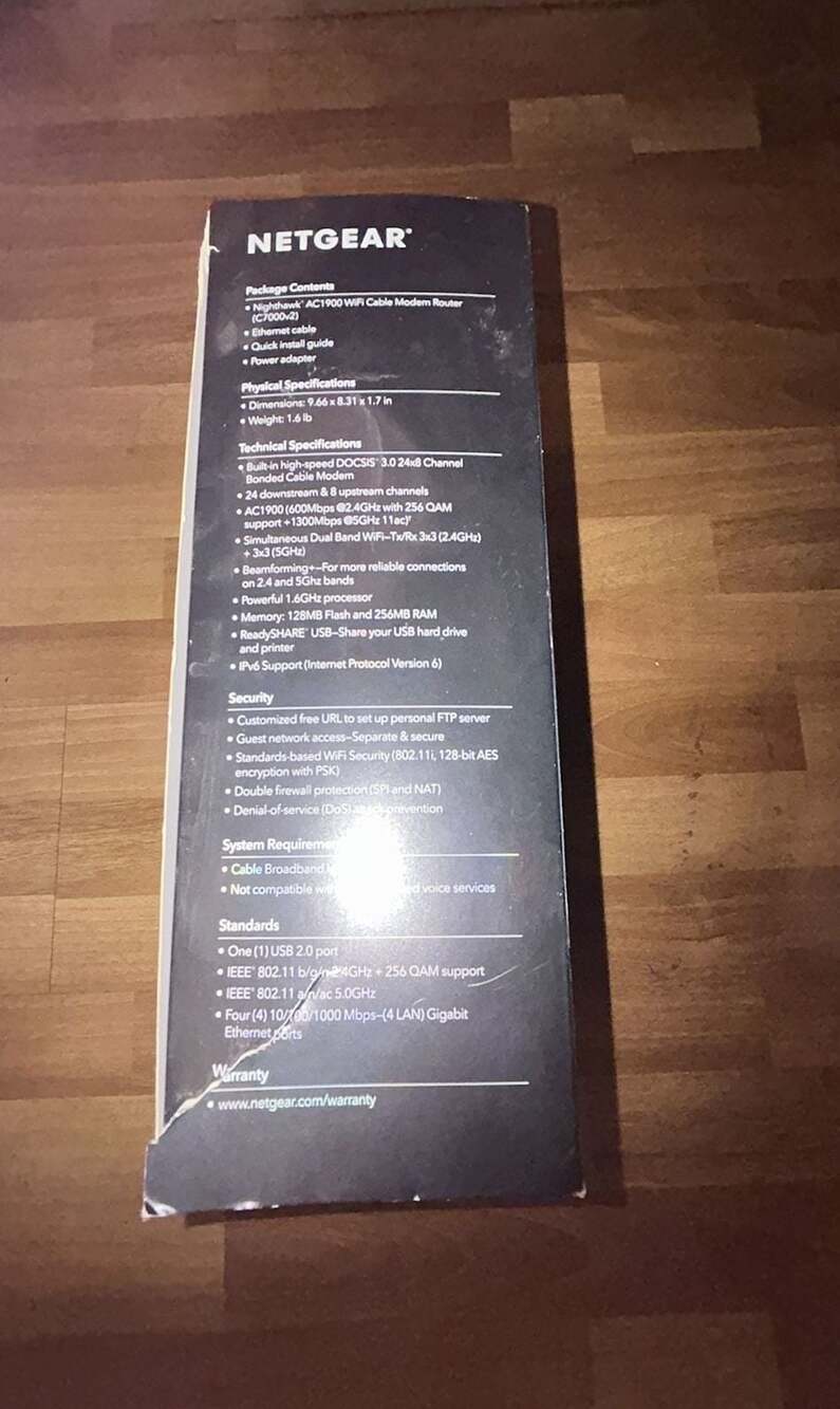 Netgear Nighthawk AC1900 WiFi Cable Modem Router (Model C7000) - Picture 4 of 7
